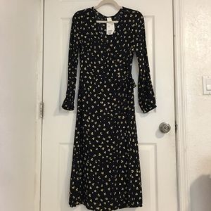 H&m Wrap Midi Floral Dress - Size 2 - XS